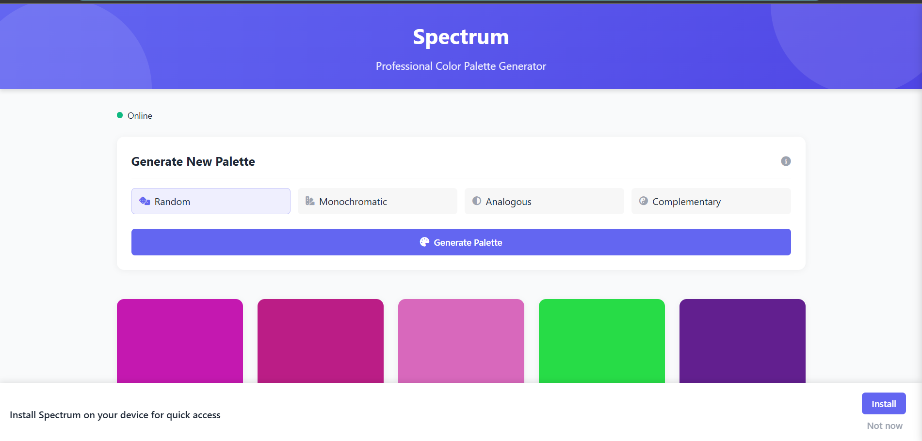 Color Palette Generator PWA